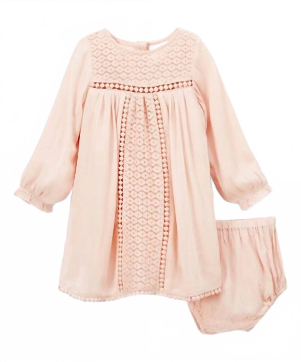 NEW YO BABY girls lace detail dress in baby pink